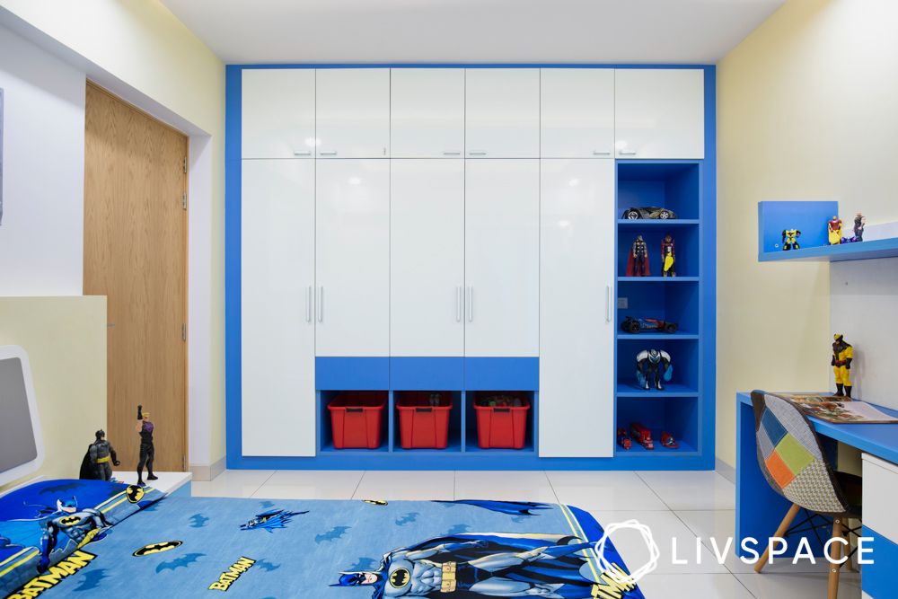 white-and-blue-wardrobe-with-open-storage-compartments