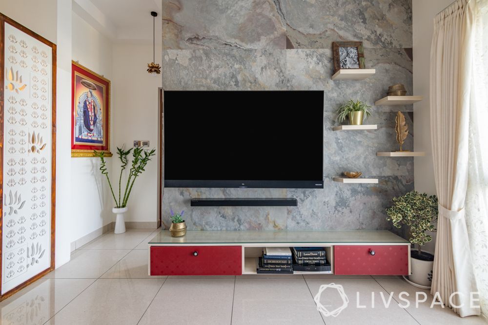 2bhk-interiors-TV-unit-stone-veneer-wall-storage