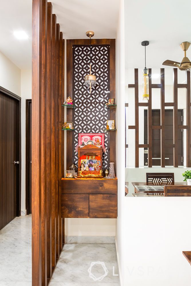 pooja-room-designs-niche-wooden-partition
