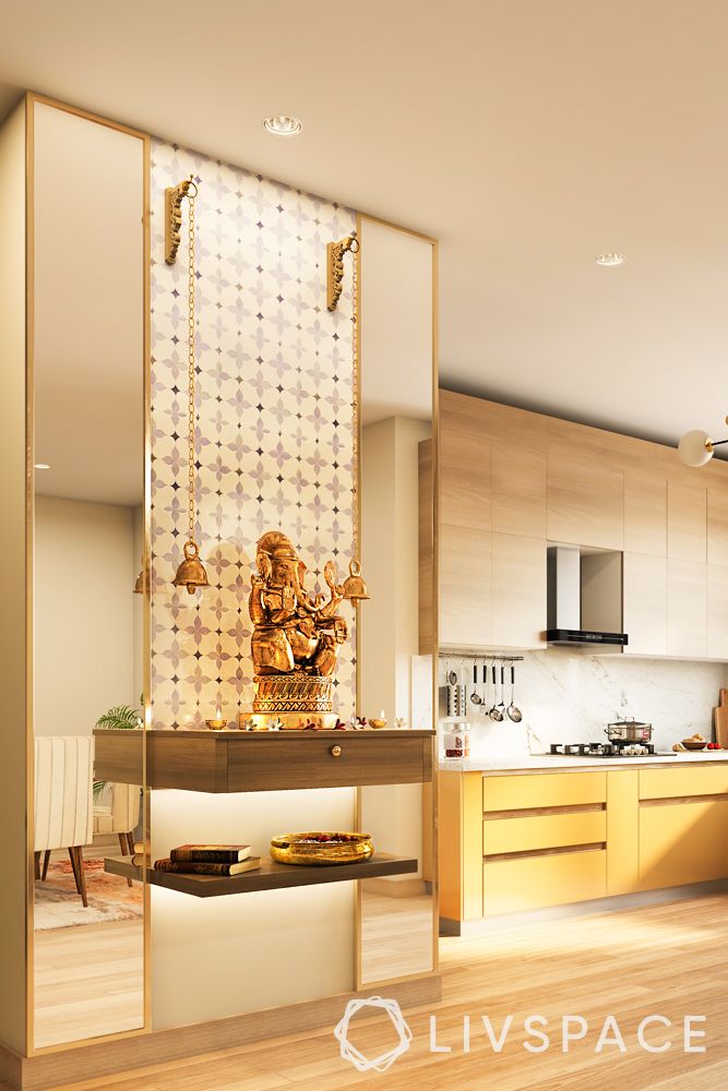 home-temple-design-pooja-unit-in-kitchen-mirror-side-panels