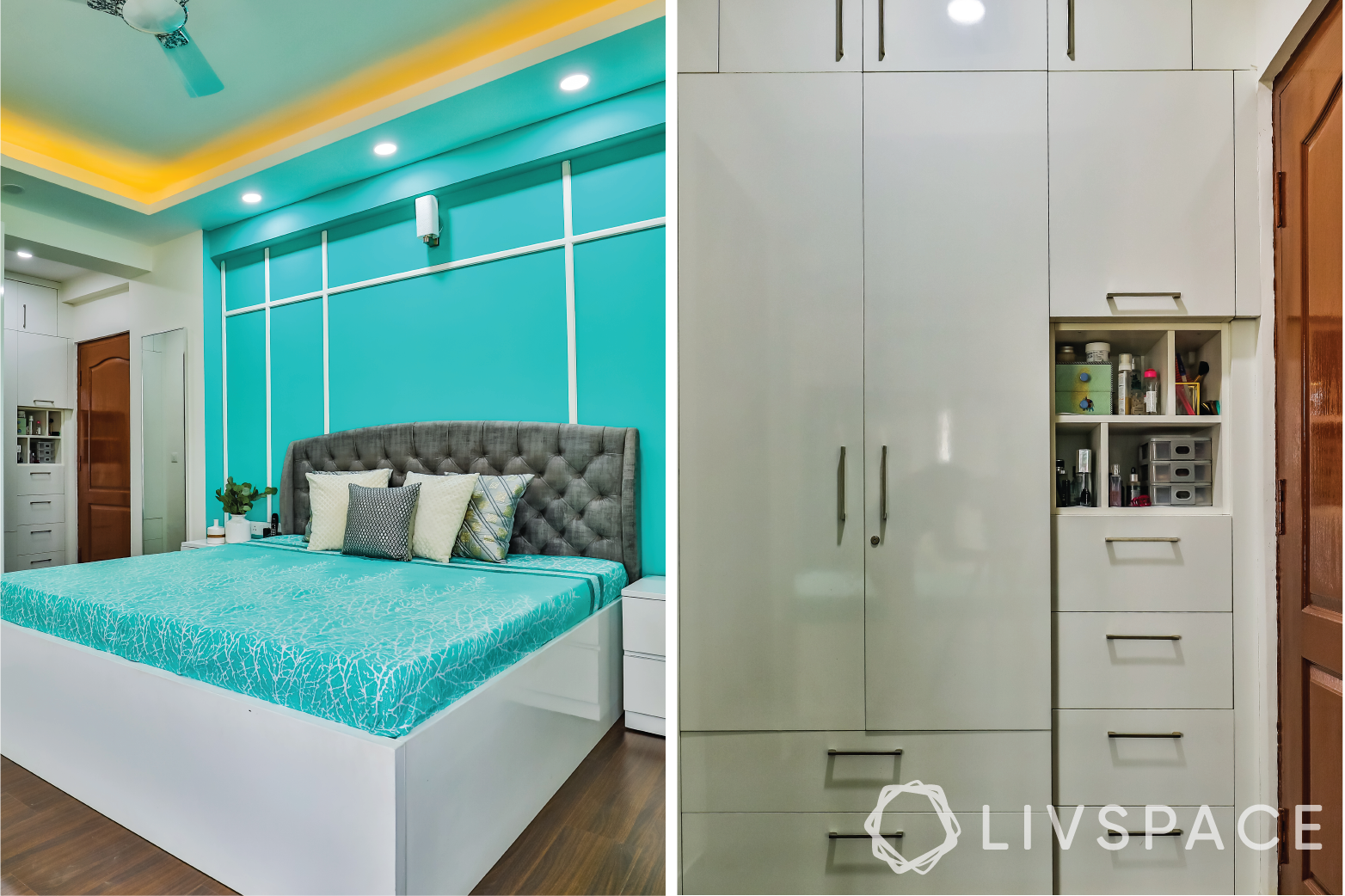 3BHK-Noida-teal-bedroom-wardrobe