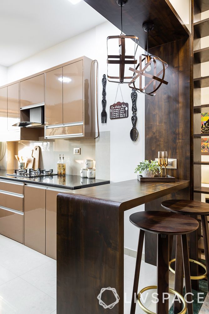 Breakfast counter shop with cabinets