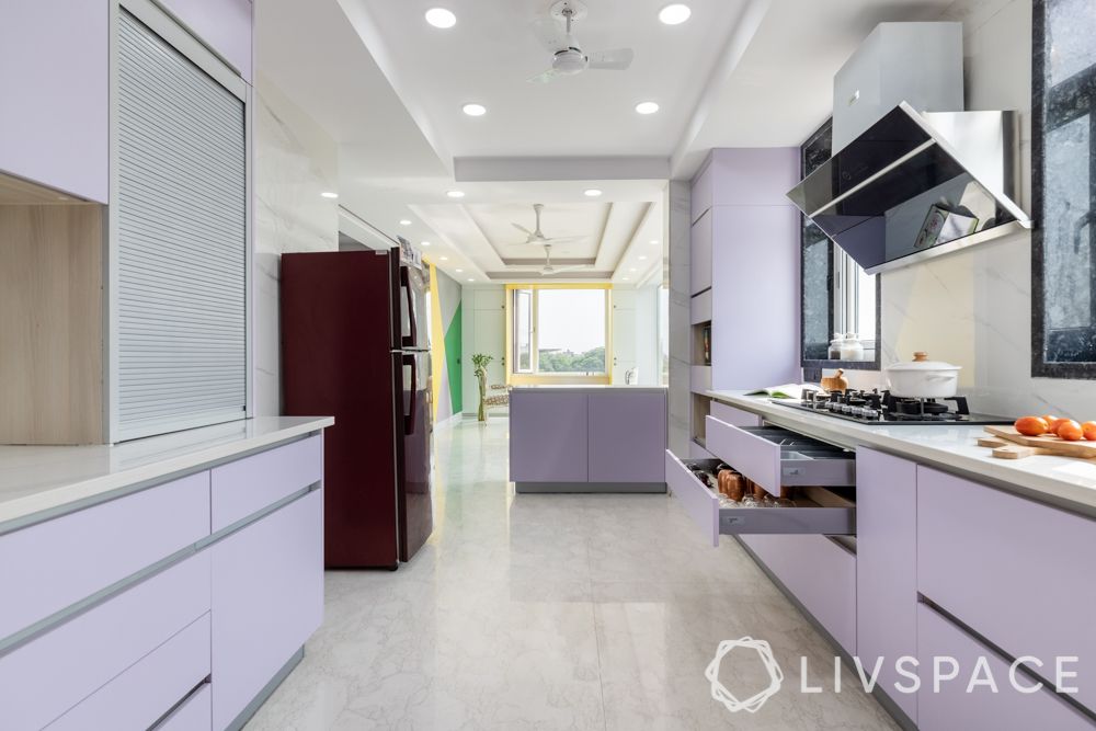 3bhk-flat-design-ideas-in-gurgaon-breakfast-counter-lilac-kitchen
