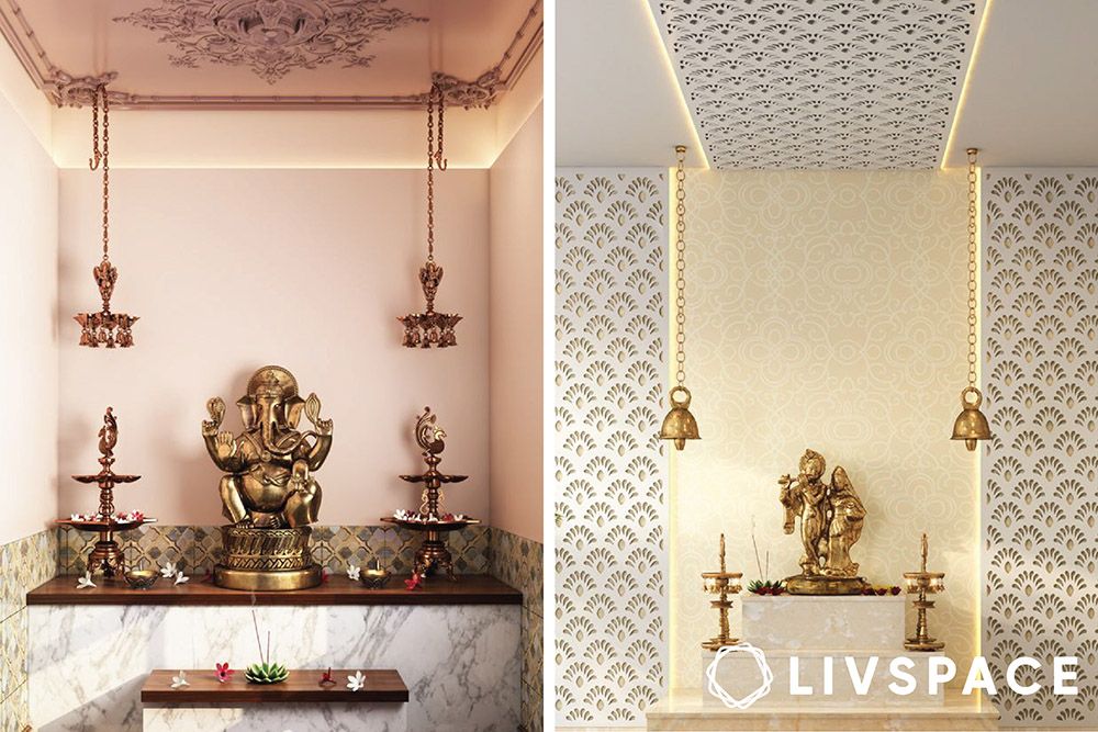 pooja room false ceiling made of pop