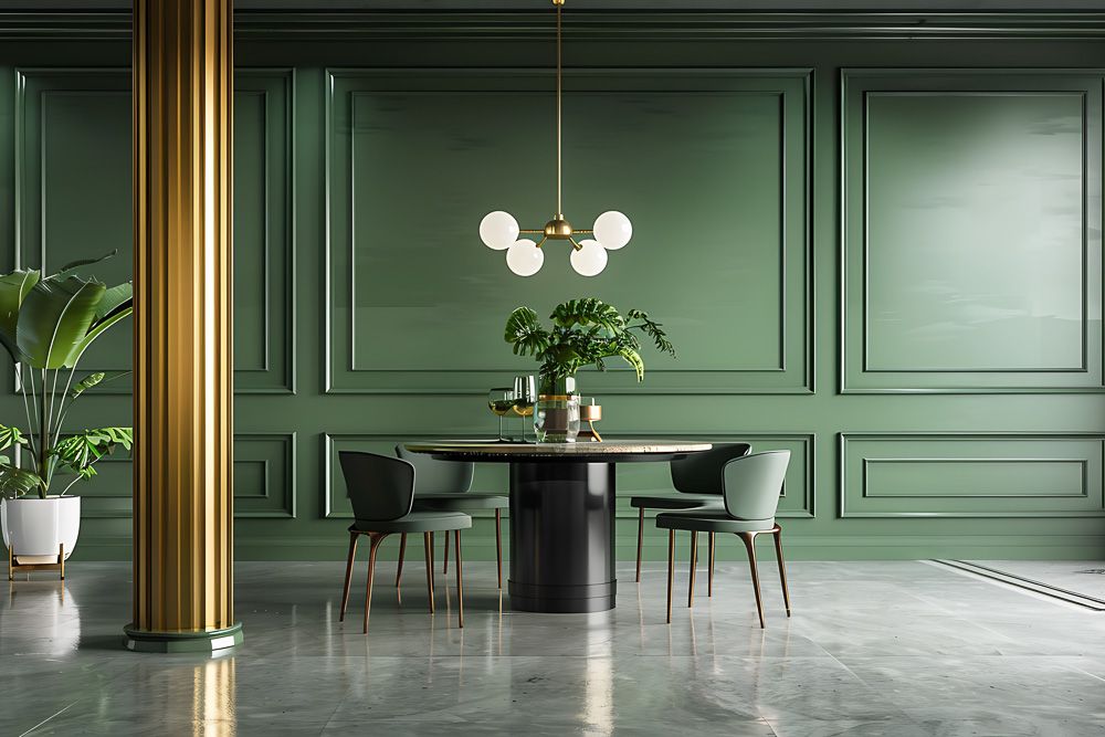 chrome plated pop modern pillar design in the dining room