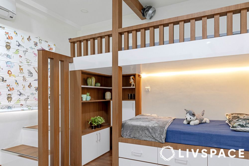 simple double bed design bunk style for kids