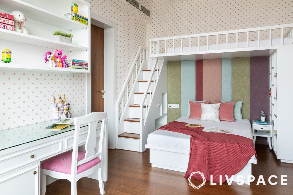 staircase-wall-design-with-polka-dot-wallpaper