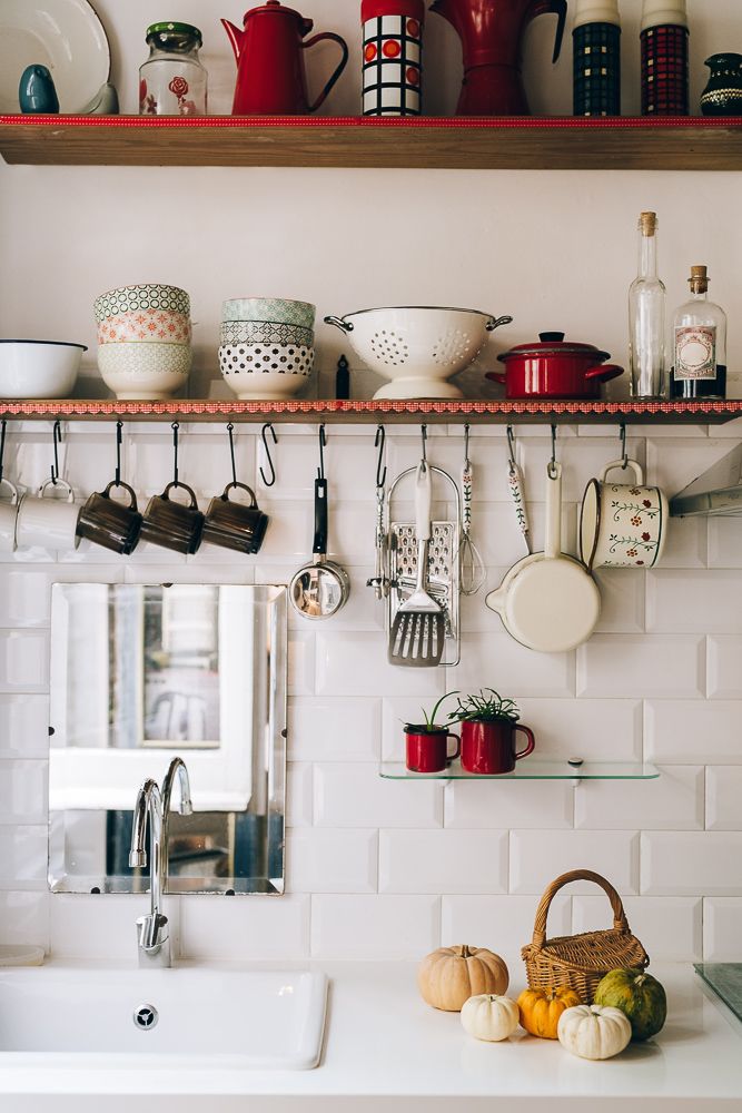 organize-small-kitchen-with-racks-and-hooks