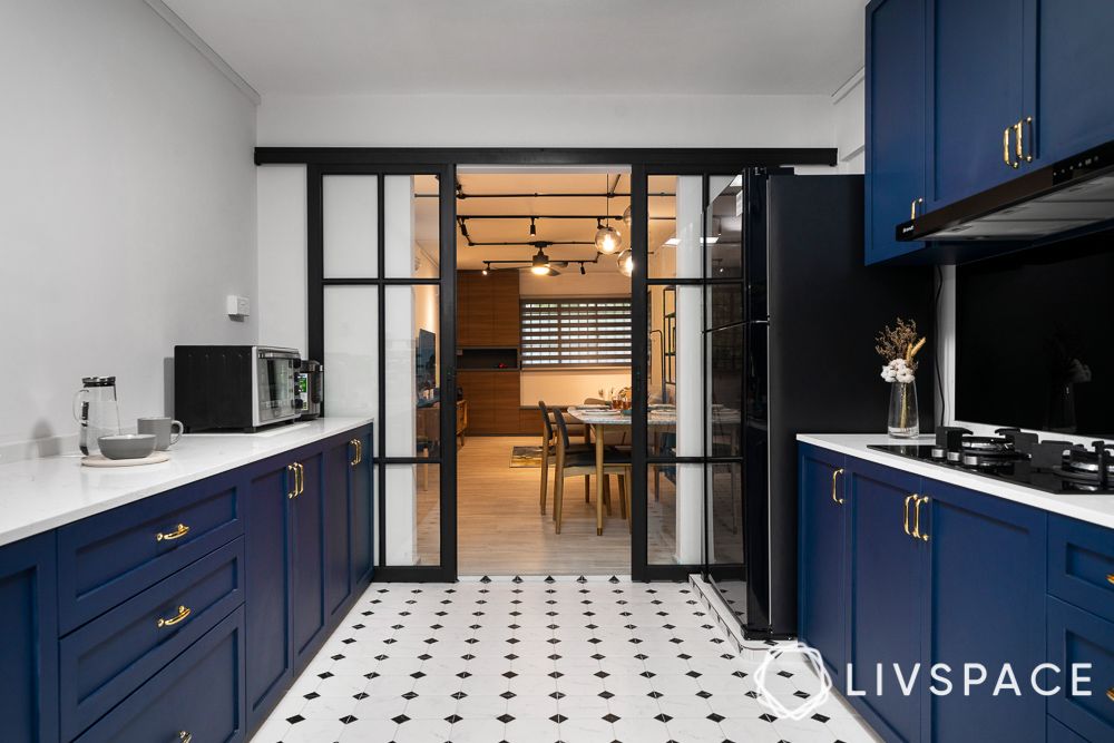 double-sliding-main-door-design-in-blue-kitchen