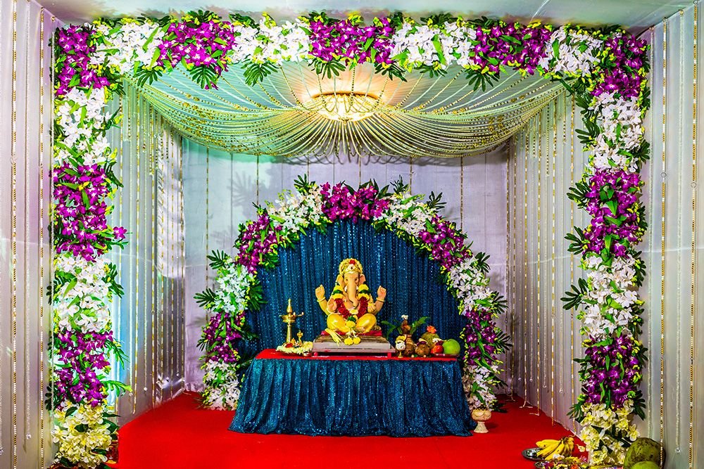 Ganpati Decoration 3x3ft Sun Flowers Decoration | Eco-friendly Ganpati  decoration | Paper decoration | DIY