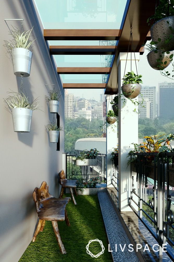 mumbai-balcony-decoration-with-turf-and-planters