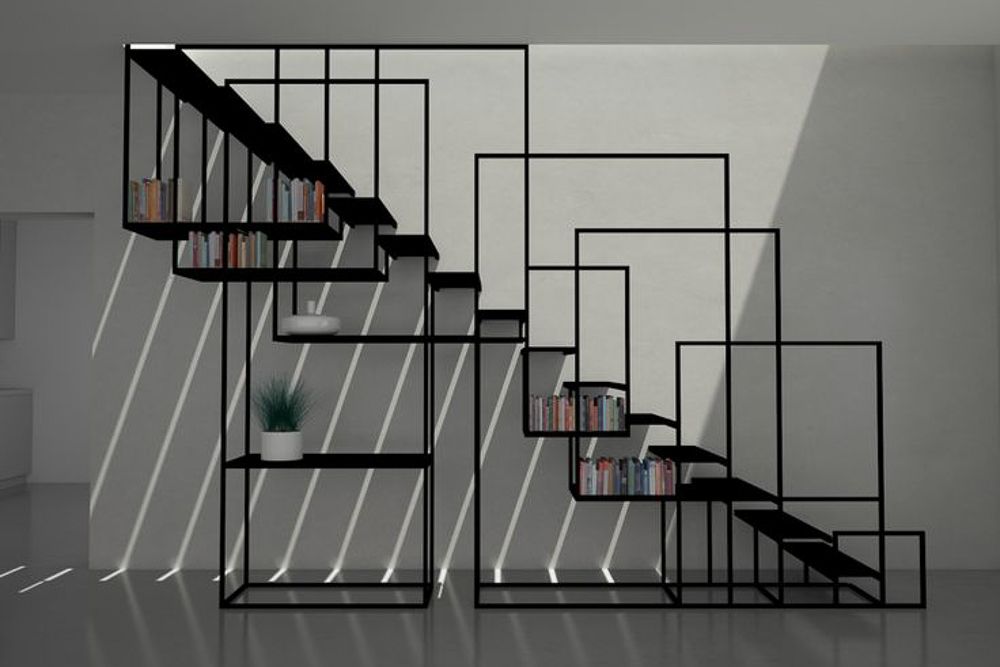 stair handrail design with squares