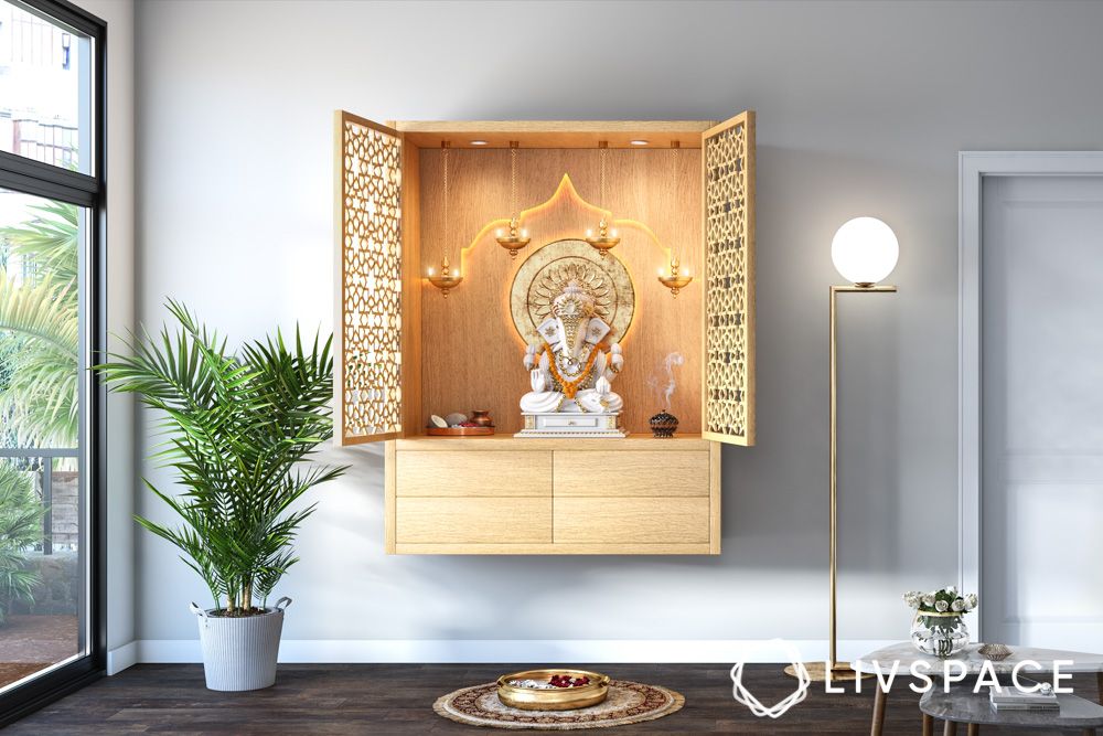 wall-mounted-wooden-pooja-unit-with-jaali-doors