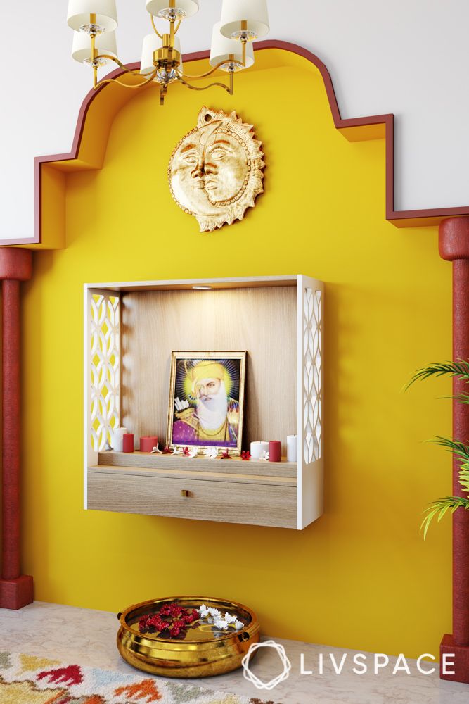 box-shaped-mandir-design-in-wall-with-yellow-arched-background