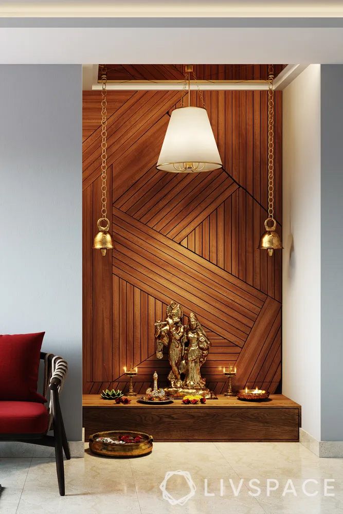 wooden-pooja-mandir-design-with-overhead-lamp-and-hanging-bells
