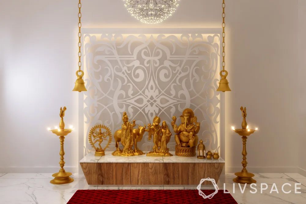 compact-wooden-mandir-design-with-chandelier