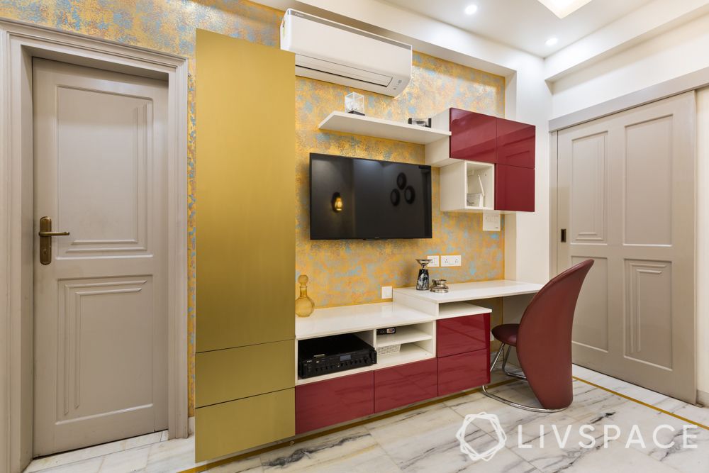 tv-unit-design-with-study-in-gold-and-red
