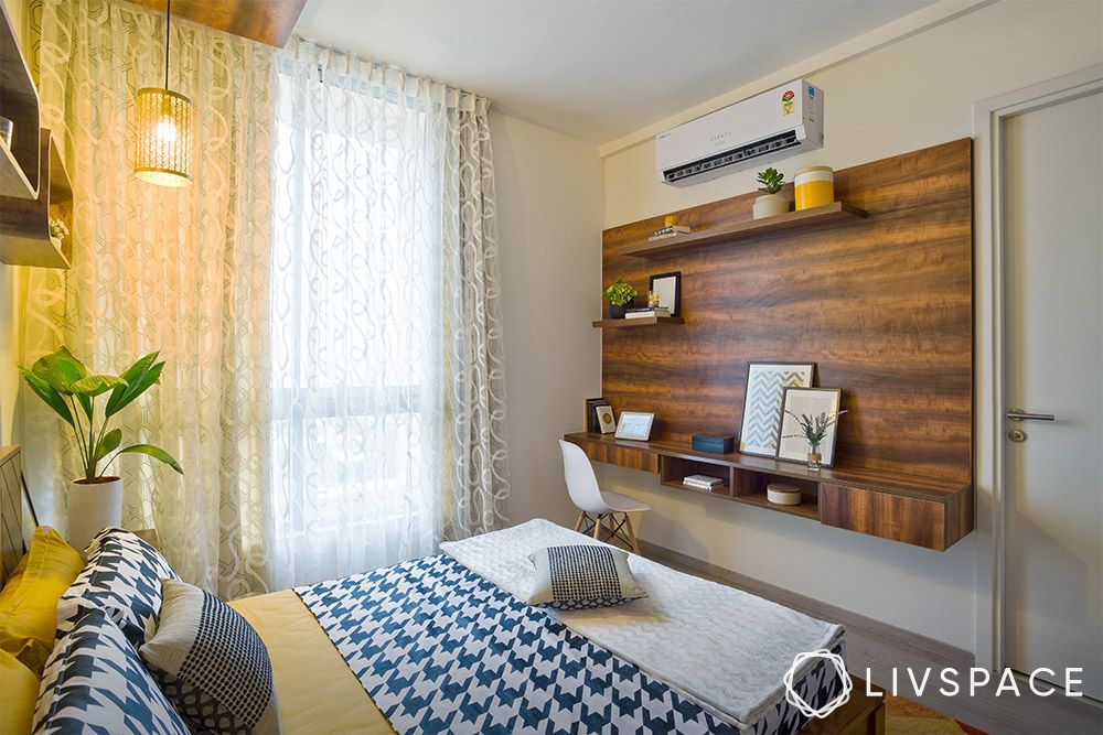 sheer-curtain-in-bedroom-with-wood-study-unit