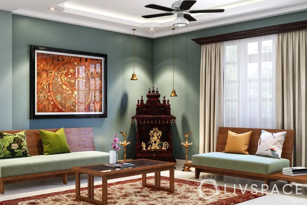 wooden-home-temple-design-in-living-room-with-diyas-and-bells