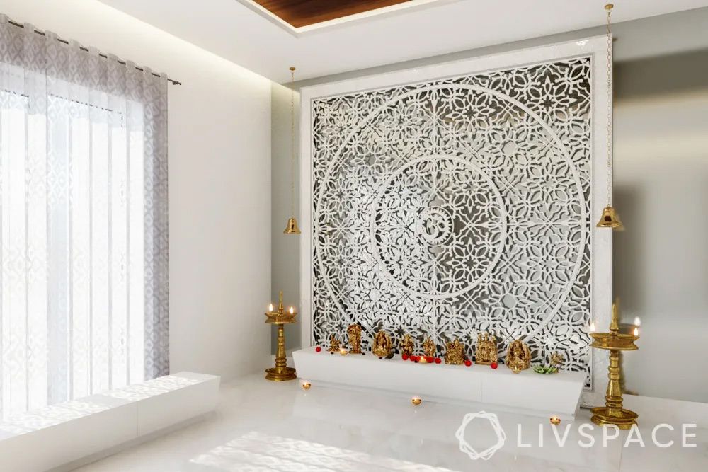 white-marble-and-wood-home-temple-ideas-with-om-jaali-backdrop