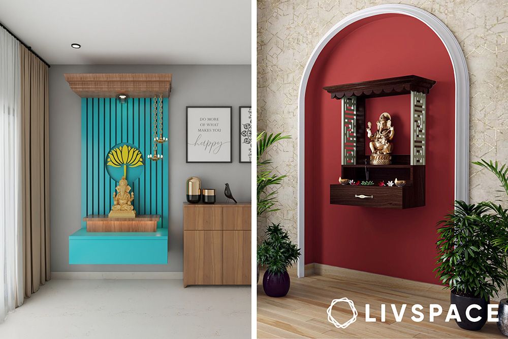 wall temple design with colourful background