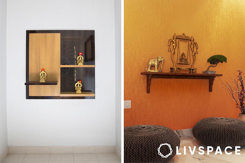 simple sqaure mandir wall design for home