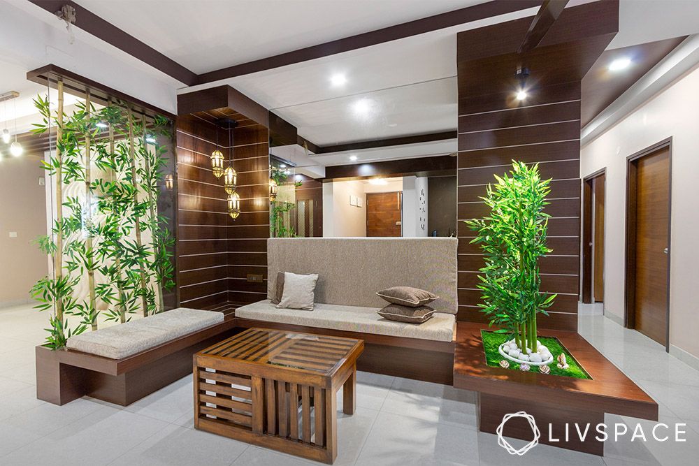 living-room-with-wooden-panels-and-furniture-and-plants