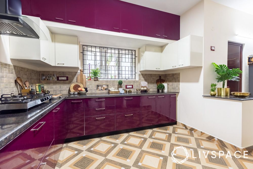 magenta-purple-kitchen-with-patterned-flooring