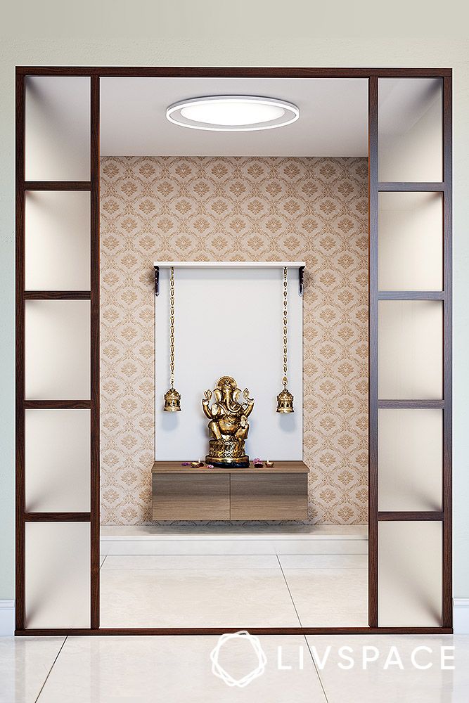 contemporary-pooja-room-with-frosted-glass-doors