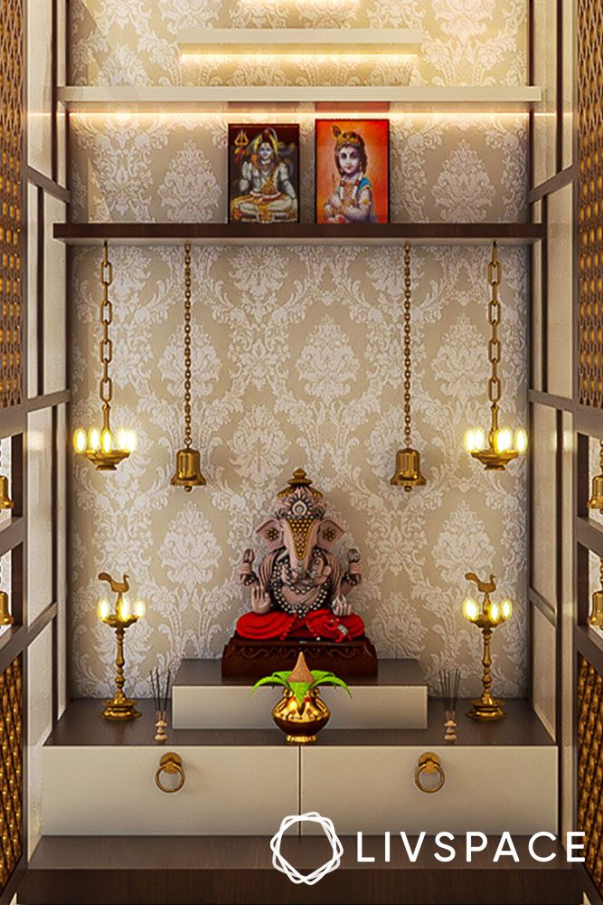 Divine Glow Beautiful Pichwai Wallpaper for Pooja Room  lifencolors