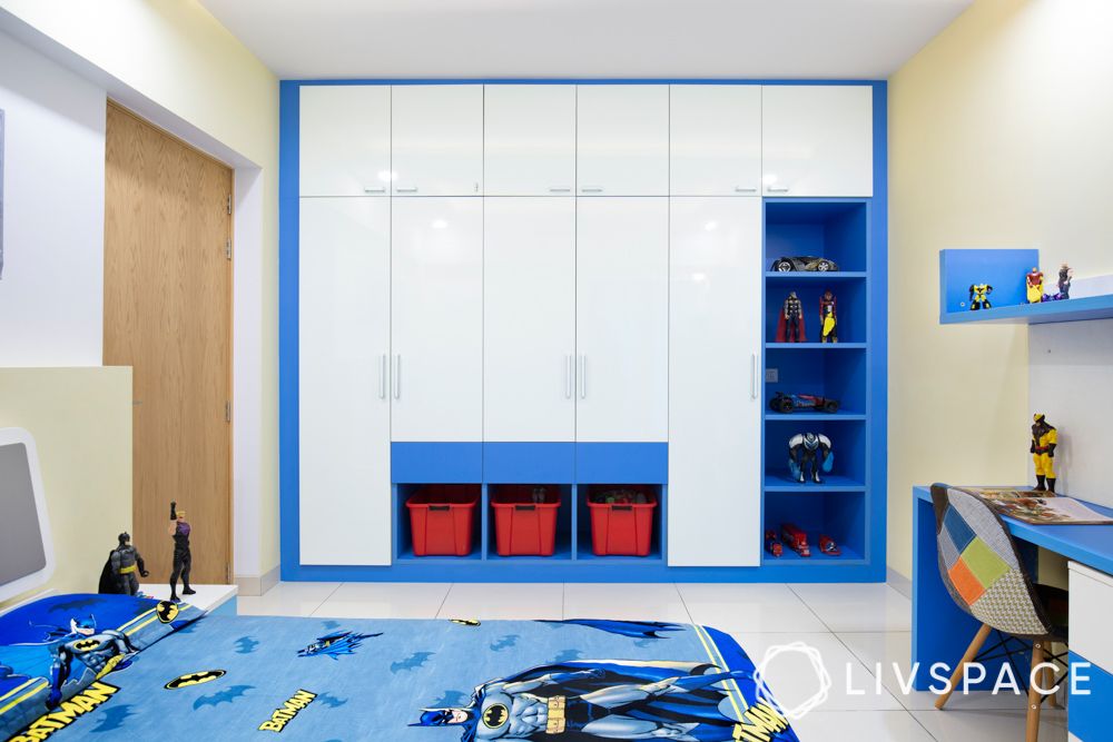white-wardorbe-design-for-kids-room-with-blue-borders