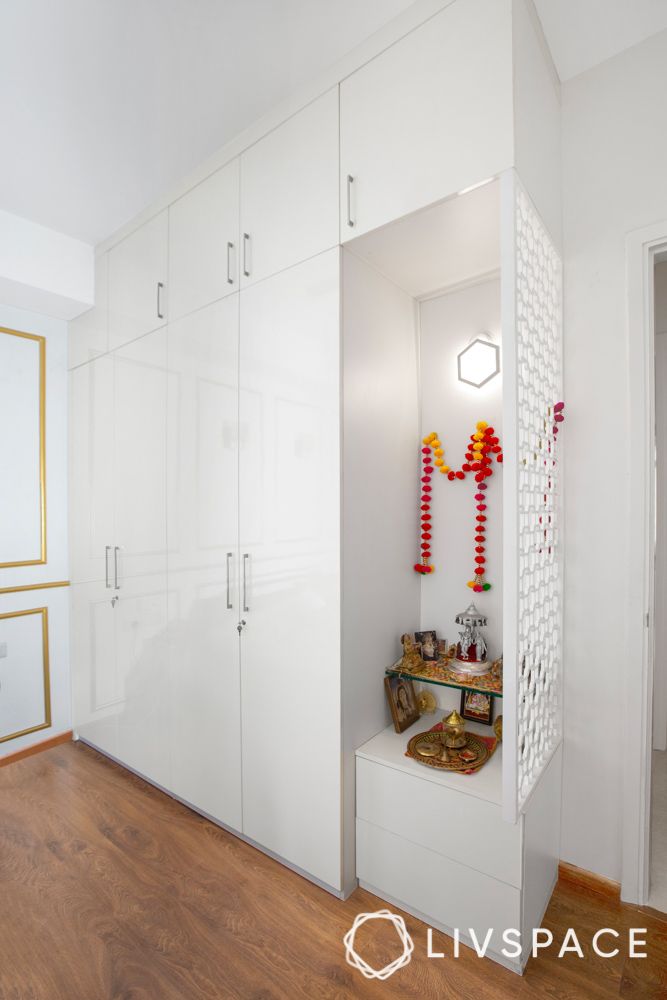 white-wardrobe-design-with-built-in-mandir