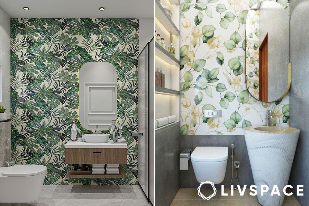 Bathroom reconstruction idea with wallpaper