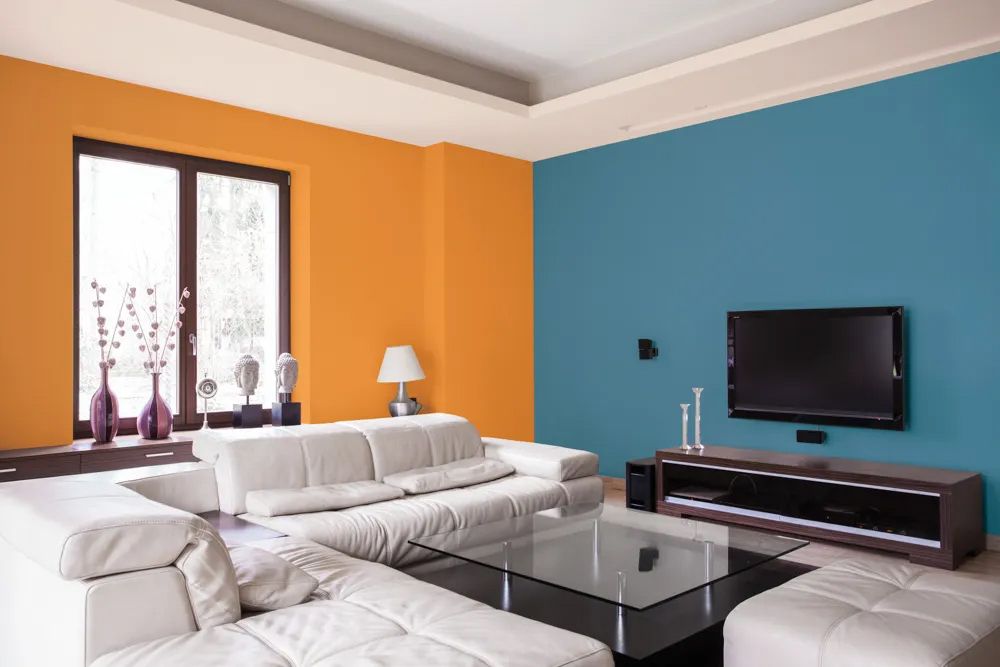orange-and-blue-hall-colour-combination