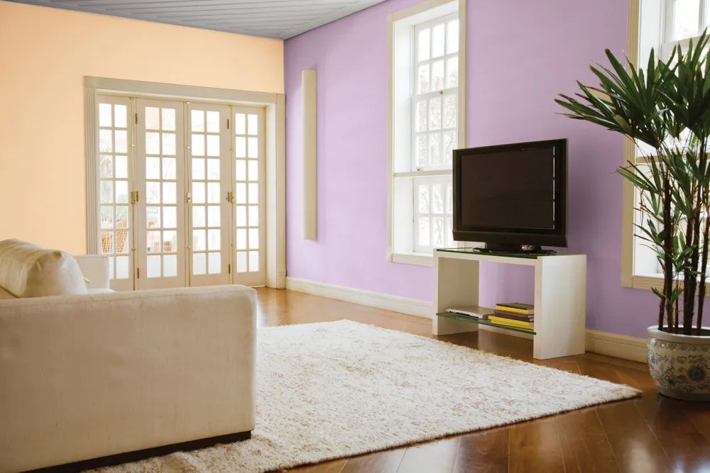pastel-lilac-and-peach-wall-colour-combination-for-hall