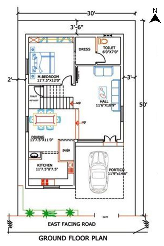 ground-floor-building floor-plan-with-vastu