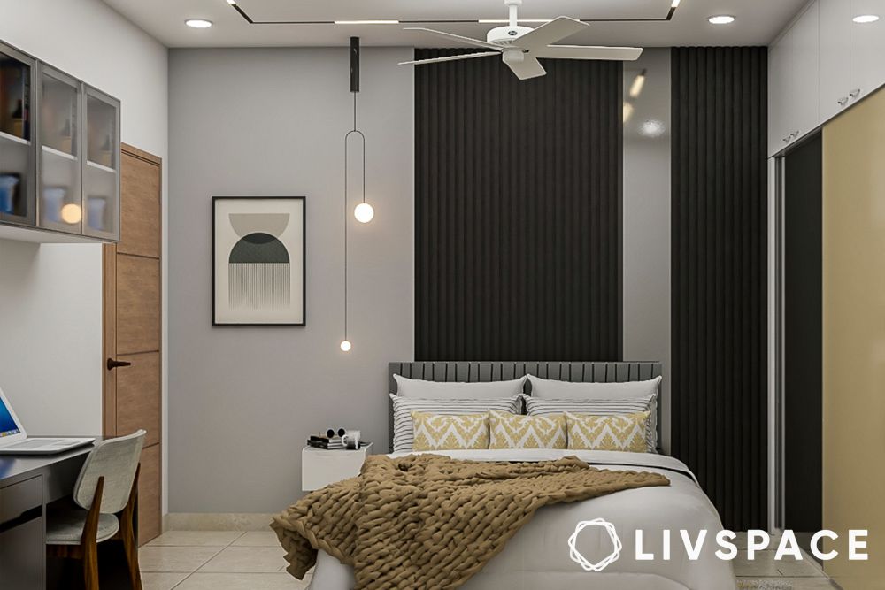 two colour combination for bedroom walls in grey and black