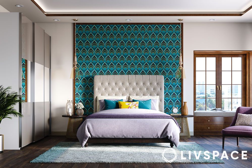 bedroom colours wallpaper in teal