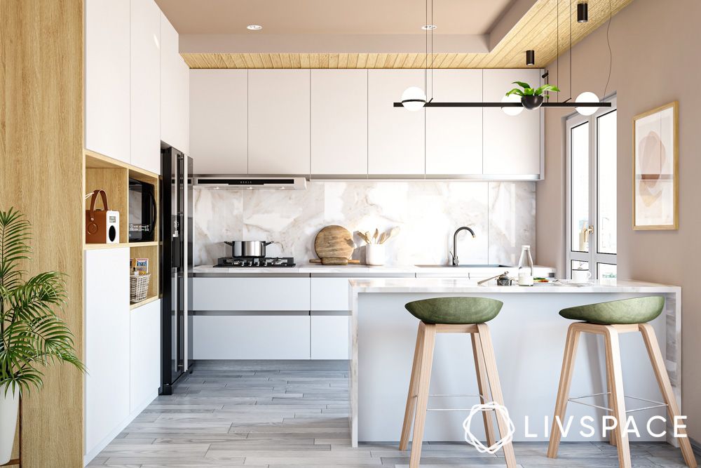 scandinavian-style-white-kitchen-design-with-breakfast-bar-and-modern-chairs