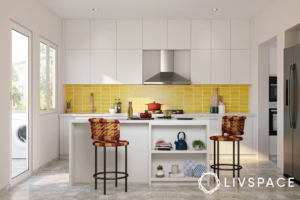 white-cabinets-island-and-yellow-backsplash