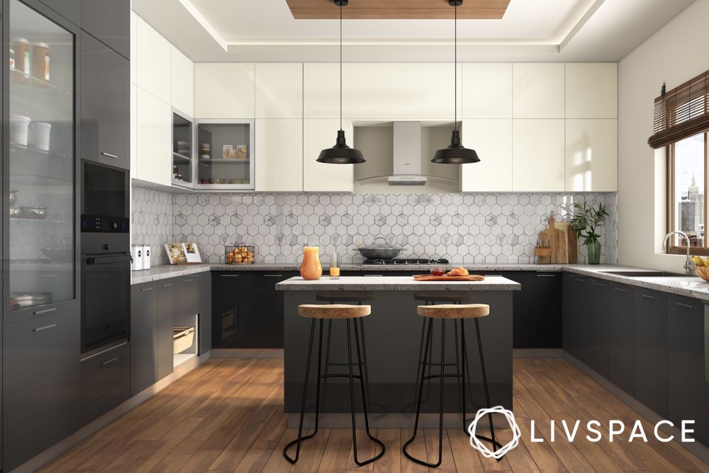 black-and-white-cabinets-with-island-wooden-flooring