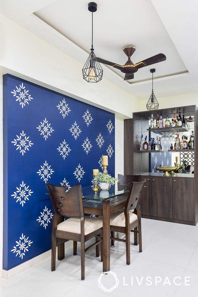 sleek-wooden-home-bar-ideas-on-a-budget-with-stencilled-accent-wal