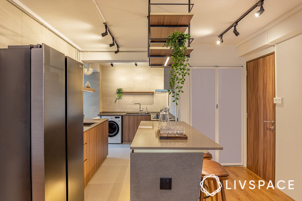 luxury-modern-kitchen-designs-with-breakfast-bar-hanging-plants