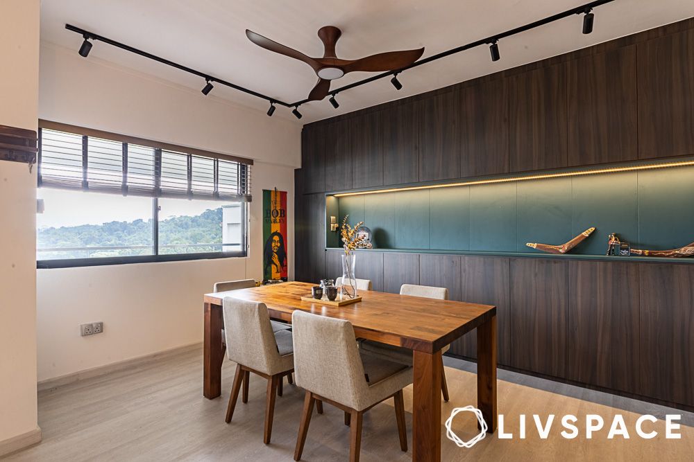 dining-room-decoration-with-dark-wood-wall-to-wall-storage