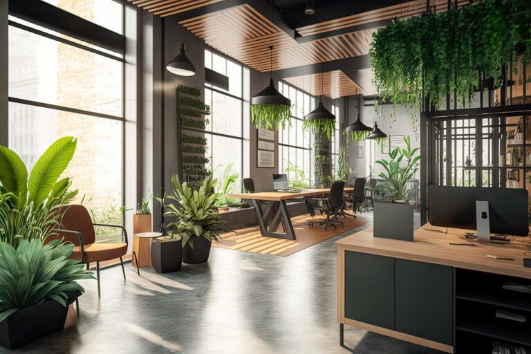 Office Reception Area With Plants 768x512 