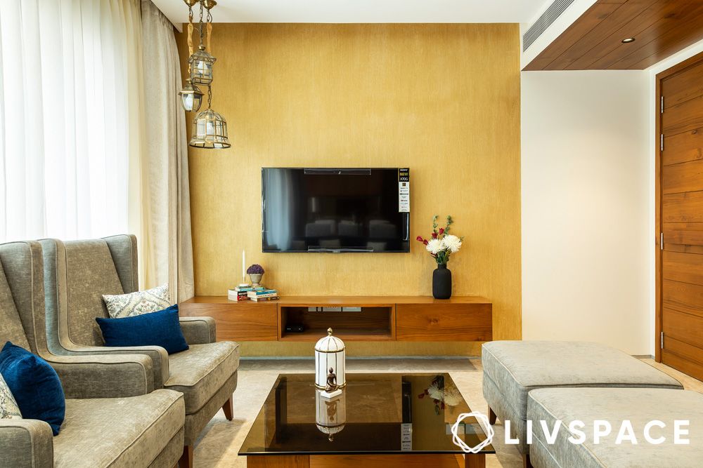 yellow-texture-wallpaper-tv-unit-wall-living-room