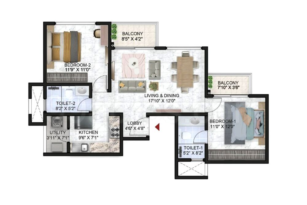 prestige-park-2bhk-floor-plan