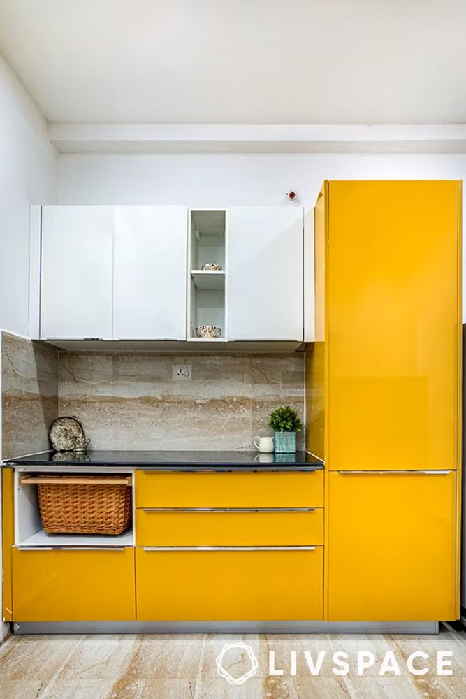 white-and-yellow-parallel-kitchen-with-tall-unit