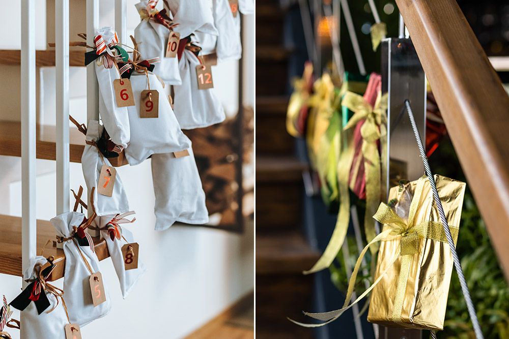staircase-christmas-decoration-idea-with-hanging-gift-bags