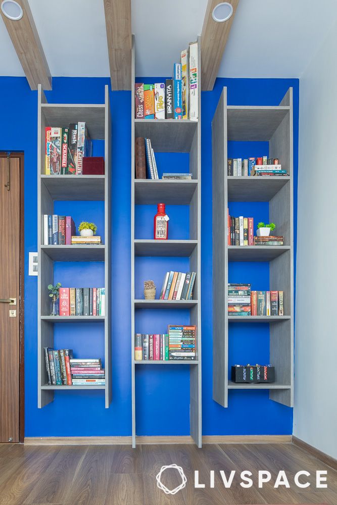 blue-wall-library-at-home